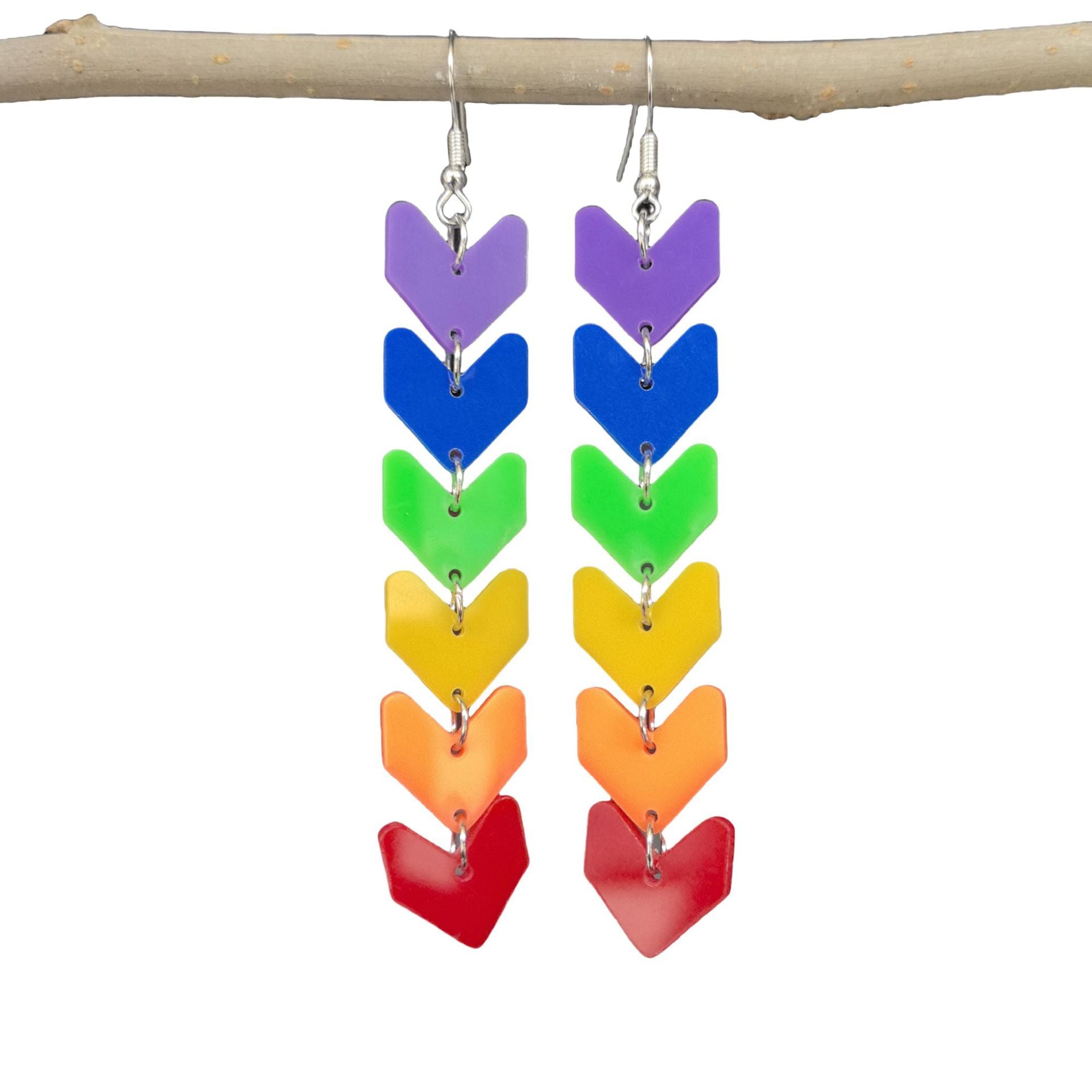 Wholesale Rainbow six-color acrylic tassel heart flower arrow earrings